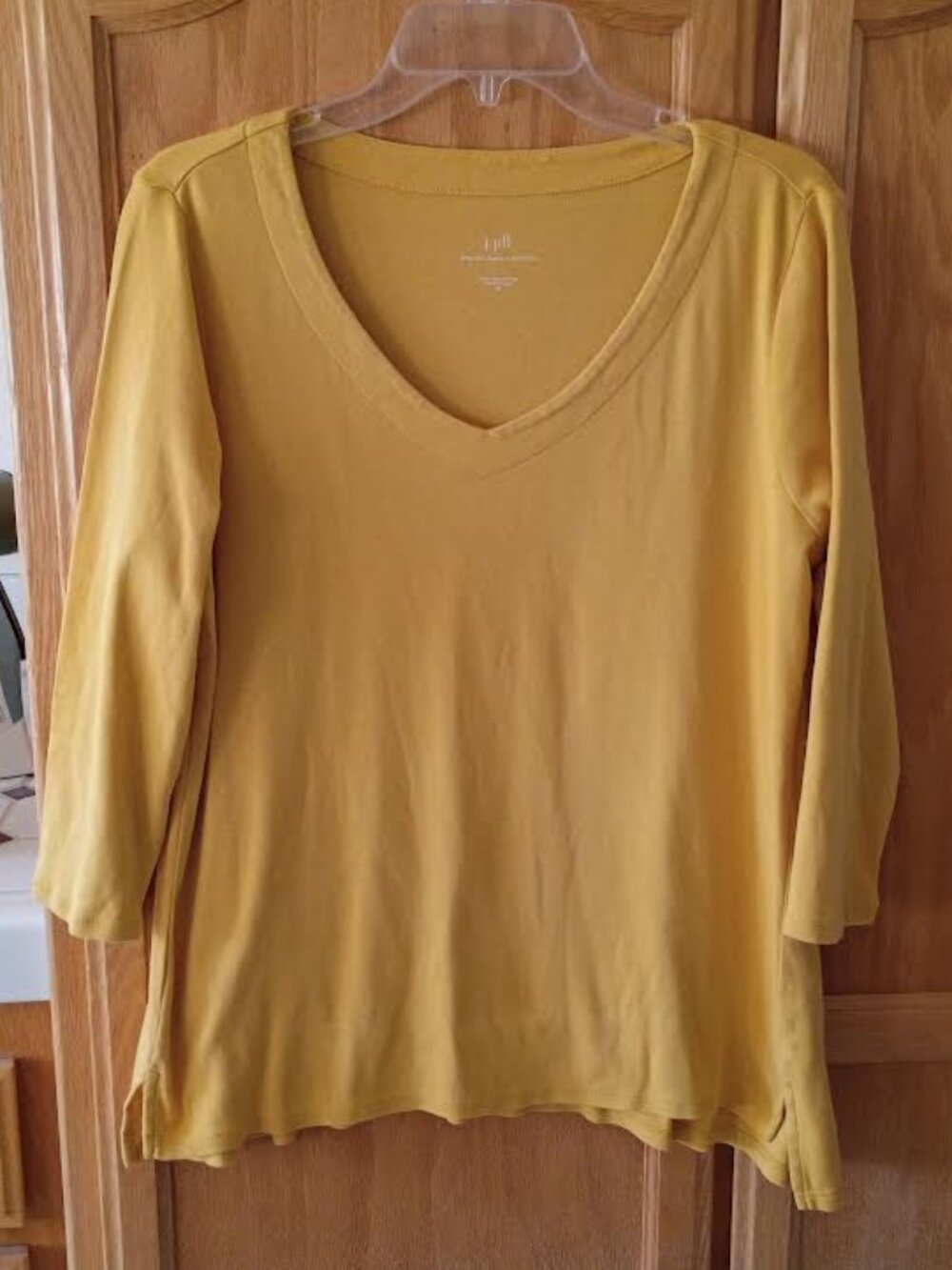 J. JILL WOMEN'S TOP TEE GOLDEN YELLOW 3/4 SLEEVE 100% PIMA COTTON SIZE MEDIUM